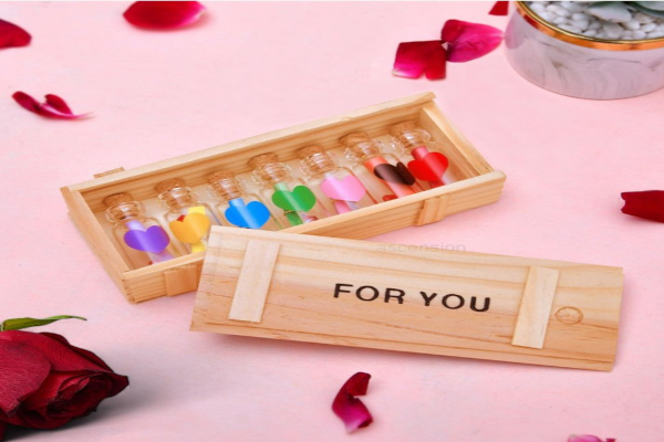 Ascension romantic love message bottle gift set in wooden wooden box for Valentine’s Day