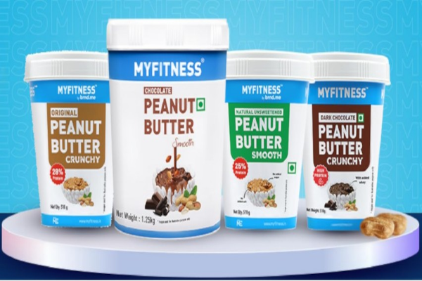 MyFitness high protein peanut butter jars in classic and chocolate flavors on Amazon India