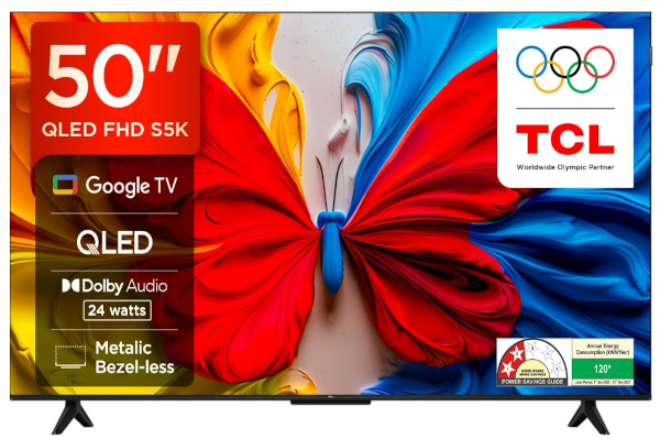TCL 126 cm (50 Inches) FHD QLED Google TV (50S5K) | Bezel-Less Smart TV with Dolby Audio
